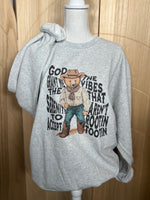 Load image into Gallery viewer, Vibes That Ain&#39;t Rootin Tootin Sweatshirt on Ash Gray
