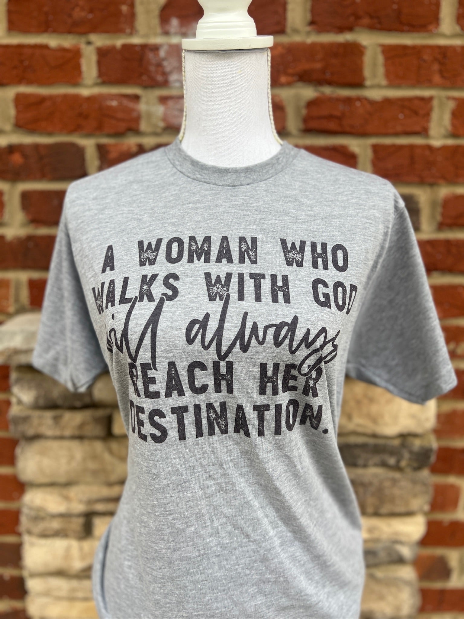 Woman Who Walks With God on Tultex Heather Gray