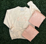 Load image into Gallery viewer, EMBROIDERED: God Is Good With Bow on Jerzees Cream or Light Pink
