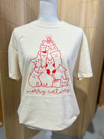 Load image into Gallery viewer, Merry Catmas Red Print on Comfort Colors Ivory
