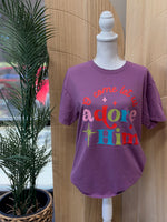 Load image into Gallery viewer, Oh Come Let Us Adore Him Colorful on Port &amp; Co Wineberry
