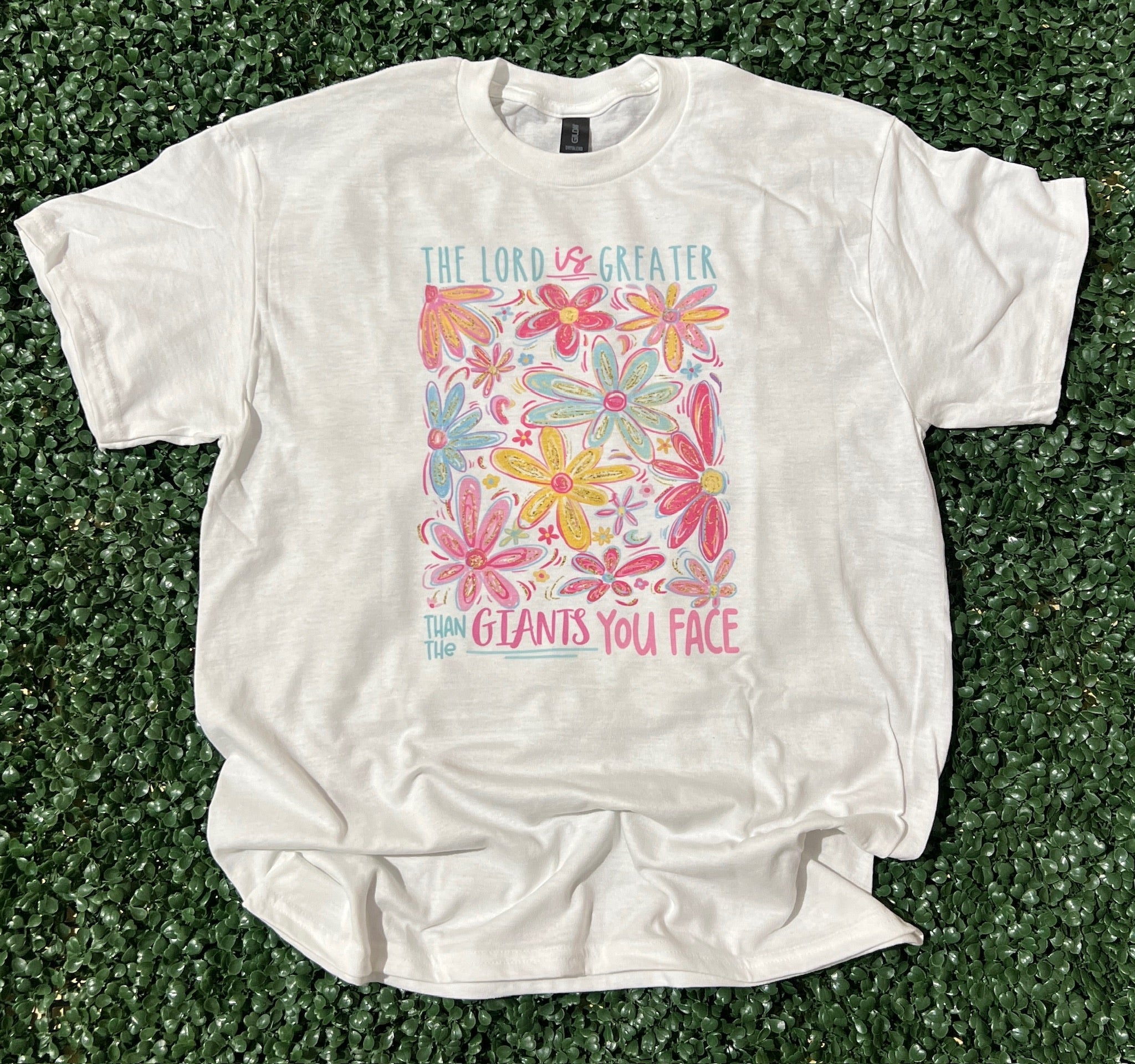 The Lord Is Greater Floral on White