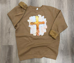 Load image into Gallery viewer, Painted Cross on Coyote Brown Sweatshirt
