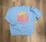 Load image into Gallery viewer, No Dusty Bibles on Light Blue Sweatshirt
