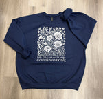Load image into Gallery viewer, In The Waiting God Is Working Floral on Navy or Cream Sweatshirt
