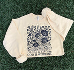 Load image into Gallery viewer, In The Waiting God Is Working Floral on Navy or Cream Sweatshirt
