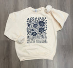 Load image into Gallery viewer, In The Waiting God Is Working Floral on Navy or Cream Sweatshirt
