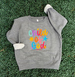 Load image into Gallery viewer, Child Of God Colorful Script on Heather Gray Sweatshirt
