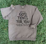Load image into Gallery viewer, God Fights For You on Charcoal Sweatshirt
