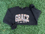 Load image into Gallery viewer, Camo GRACE on Black Sweatshirt
