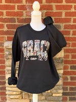 Load image into Gallery viewer, Camo GRACE on Black Sweatshirt
