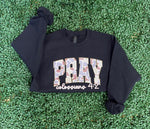 Load image into Gallery viewer, Camo PRAY on Black Sweatshirt
