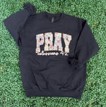 Load image into Gallery viewer, Camo PRAY on Black Sweatshirt
