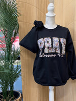 Load image into Gallery viewer, Camo PRAY on Black Sweatshirt
