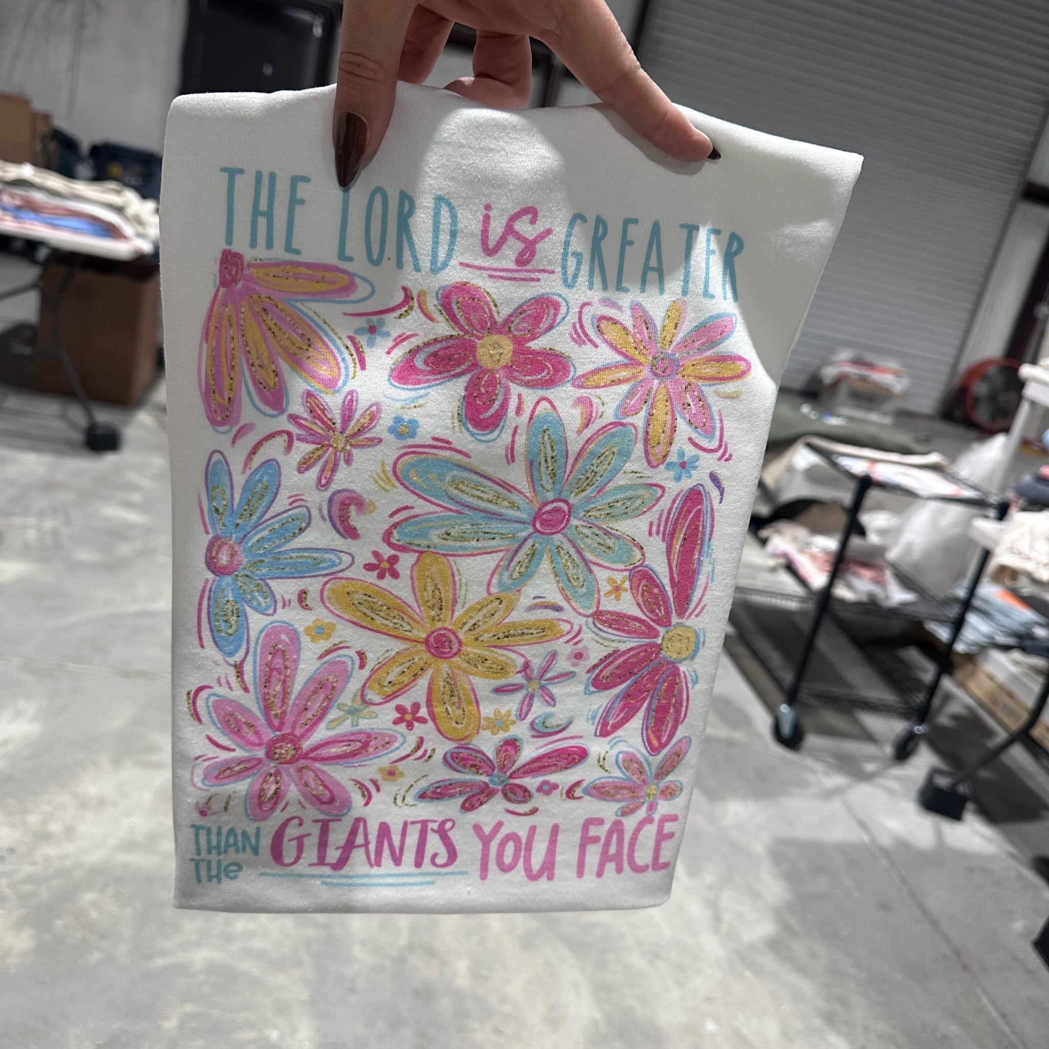 The Lord Is Greater Floral on White