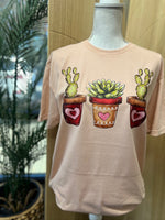 Load image into Gallery viewer, Valentine Succulent Trio on Gildan Softstyle Dusty Rose
