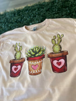 Load image into Gallery viewer, Valentine Succulent Trio on Gildan Softstyle Dusty Rose
