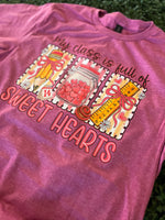 Load image into Gallery viewer, My Class Is Full Of Sweet Hearts on Gildan Softstyle Heather Berry
