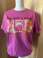 Load image into Gallery viewer, My Class Is Full Of Sweet Hearts on Gildan Softstyle Heather Berry
