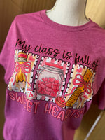 Load image into Gallery viewer, My Class Is Full Of Sweet Hearts on Gildan Softstyle Heather Berry
