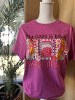 Load image into Gallery viewer, My Class Is Full Of Sweet Hearts on Gildan Softstyle Heather Berry

