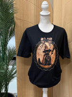 Load image into Gallery viewer, Vintage Witchy Black Cat on Gildan Softstyle Black

