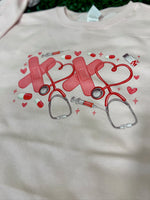Load image into Gallery viewer, Healthcare Valentines Sweatshirt on Hanes Pale Pink
