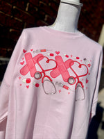 Load image into Gallery viewer, Healthcare Valentines Sweatshirt on Hanes Pale Pink
