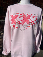 Load image into Gallery viewer, Healthcare Valentines Sweatshirt on Hanes Pale Pink
