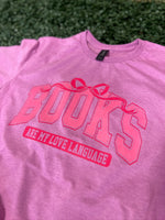 Load image into Gallery viewer, Books Are My Love Language on Gildan Softstyle Heather Radiant Orchid
