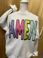 Load image into Gallery viewer, Bright Colored AMEN on Ash Gray Sweathirt
