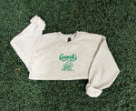 Load image into Gallery viewer, EMBROIDERED: Grinch's Coffee Shop on Ash Gray Sweatshirt
