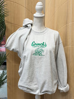 Load image into Gallery viewer, EMBROIDERED: Grinch's Coffee Shop on Ash Gray Sweatshirt

