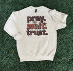 Load image into Gallery viewer, Pray Wait Trust on Oatmeal Pocket Sweatshirt
