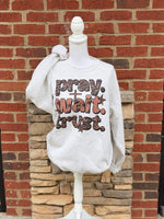 Load image into Gallery viewer, Pray Wait Trust on Oatmeal Pocket Sweatshirt
