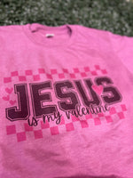 Load image into Gallery viewer, Jesus Is My Valentine Pink Checkered on Heather Cassis
