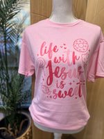 Load image into Gallery viewer, Life With Jesus Is Sweet on Pink

