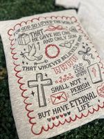 Load image into Gallery viewer, For God So Loved The World Curly Border WITH Pocket on Ash Gray
