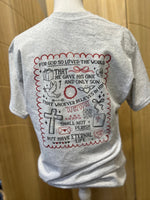 Load image into Gallery viewer, For God So Loved The World Curly Border WITH Pocket on Ash Gray
