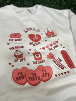 Load image into Gallery viewer, Jesus Is Word Collage Sweatshirt on White
