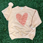 Load image into Gallery viewer, For God So Loved The World Pink Heart on Blush Pink Sweatshirt
