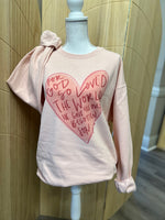 Load image into Gallery viewer, For God So Loved The World Pink Heart on Blush Pink Sweatshirt

