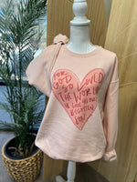 Load image into Gallery viewer, For God So Loved The World Pink Heart on Blush Pink Sweatshirt
