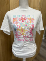 Load image into Gallery viewer, The Lord Is Greater Floral on White
