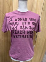 Load image into Gallery viewer, Woman Who Walks With God on Tultex Heather Cassis
