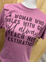 Load image into Gallery viewer, Woman Who Walks With God on Tultex Heather Cassis
