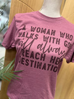 Load image into Gallery viewer, Woman Who Walks With God on Tultex Heather Cassis
