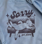 Load image into Gallery viewer, Sorry Got Plans Sweatshirt or Tee on Light Blue

