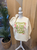 Load image into Gallery viewer, He Counts The Stars on LAT Natural Sweatshirt
