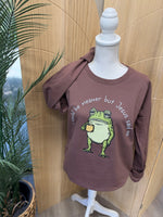 Load image into Gallery viewer, I Could Be Meaner Frog on Enza Brown Sweatshirt
